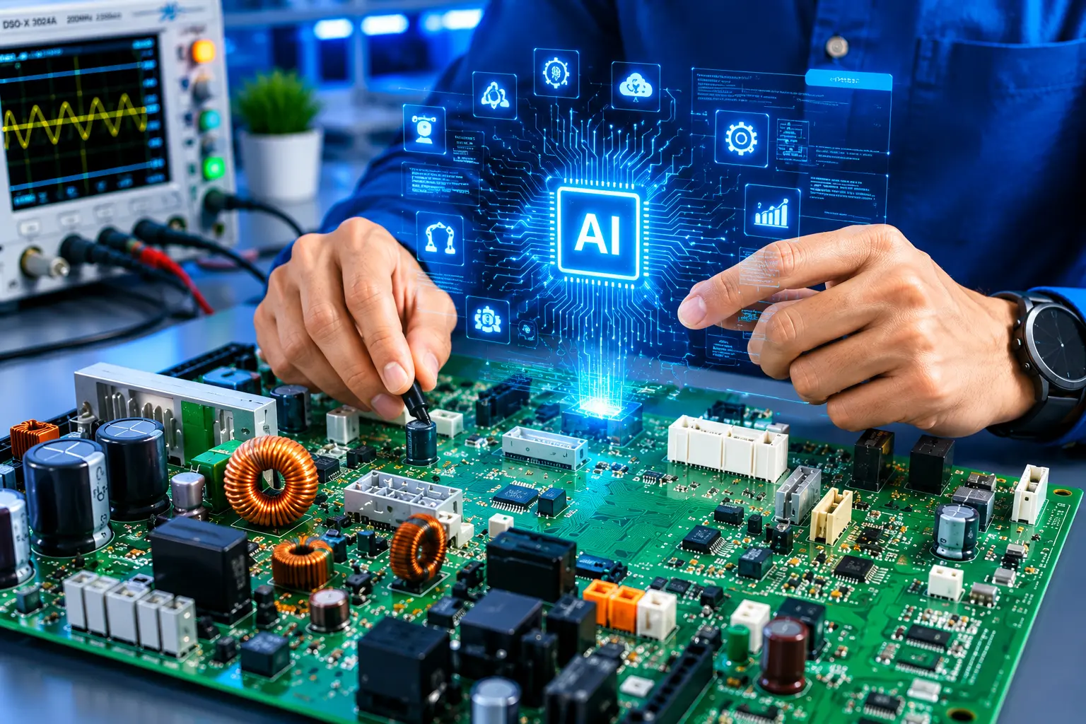 AI-powered PCB testing and inspection technology in electronics manufacturing