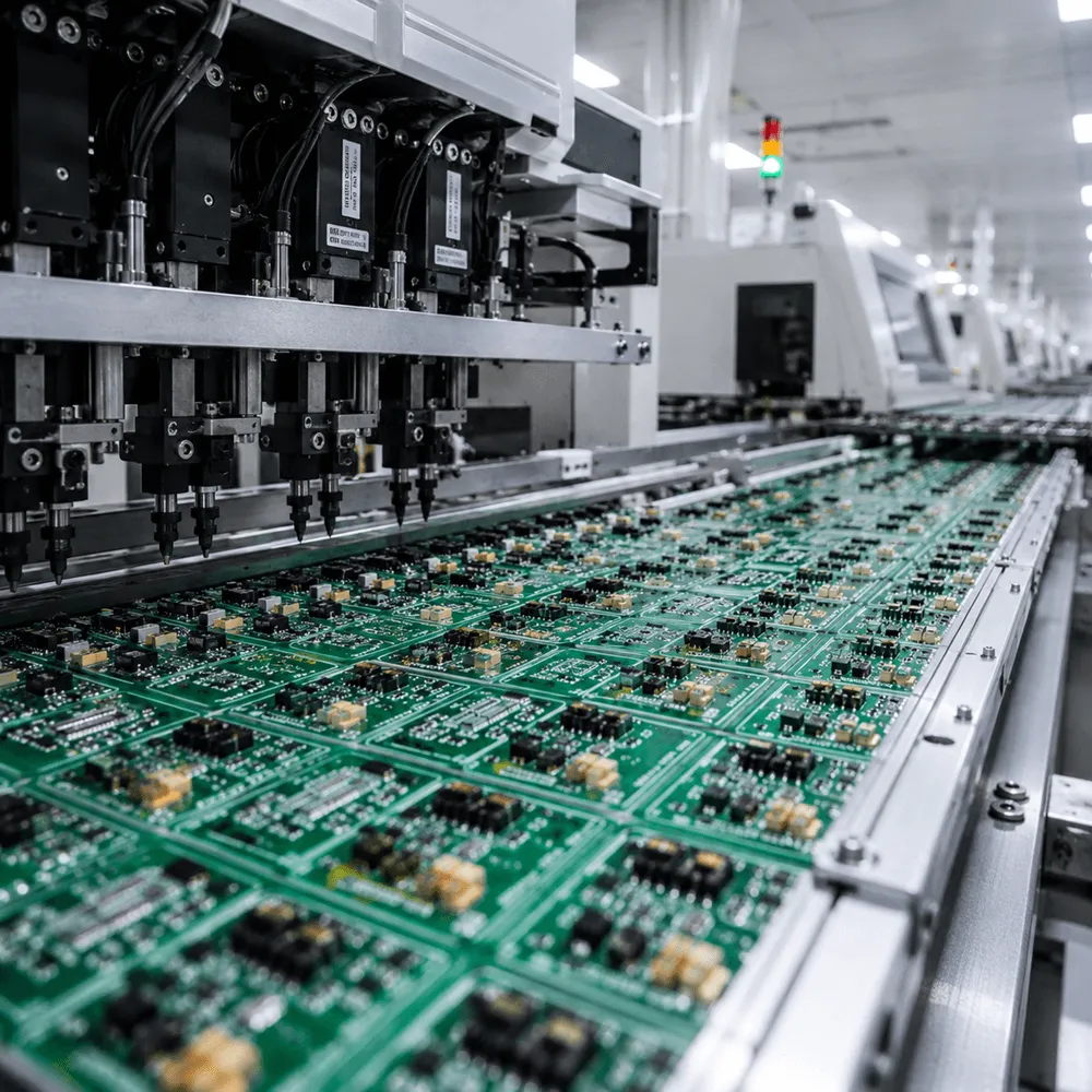 Automated high volume PCB assembly production line for mass manufacturing